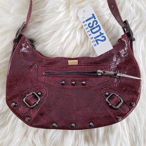 NWT TSD12 Made In Italy Burgundy Women's Hobo Style Shoulder Bag